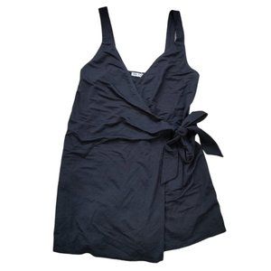 Zara Women Size S Tank Top Shirt Black Sleeveless Hidden Shorts Wrap Around Tie